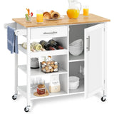 Kitchen Furniture Small Solid Wood Top Kitchen Island Cart on Wheels With Storage Trolley Auxiliary Organizer Multi-purpose Home