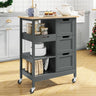 Kitchen Furniture Small Solid Wood Top Kitchen Island Cart on Wheels With Storage Trolley Auxiliary Organizer Multi-purpose Home