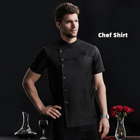 Kitchen Jacket Catering Uniform Short Sleeve Chef Clothes Hotel Waitress Restaurant Workwear Bakery Sushi Chef Coat Cooker Shirt