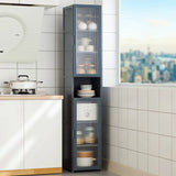 Kitchen Slim Tall Floor Cabinet, Freestanding Storage Organizer Unit Cupboard with Drawers for Living Room Bathroom