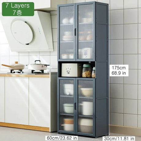 Kitchen Slim Tall Floor Cabinet, Freestanding Storage Organizer Unit Cupboard with Drawers for Living Room Bathroom