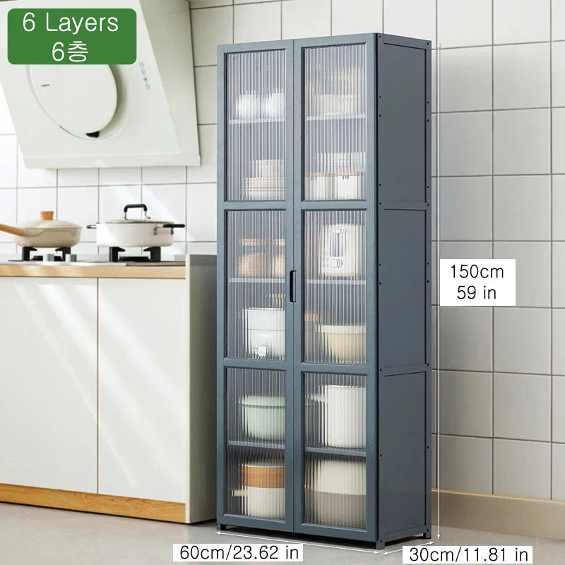 Kitchen Slim Tall Floor Cabinet, Freestanding Storage Organizer Unit Cupboard with Drawers for Living Room Bathroom