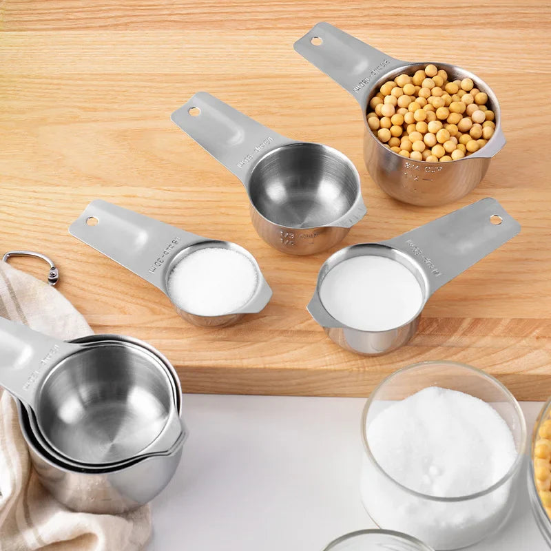 Kitchen Stainless Steel Measuring Cup Bakeware Measuring Spoon Set Flour Grams Cooking Baking Measurements 14lbs With Scale