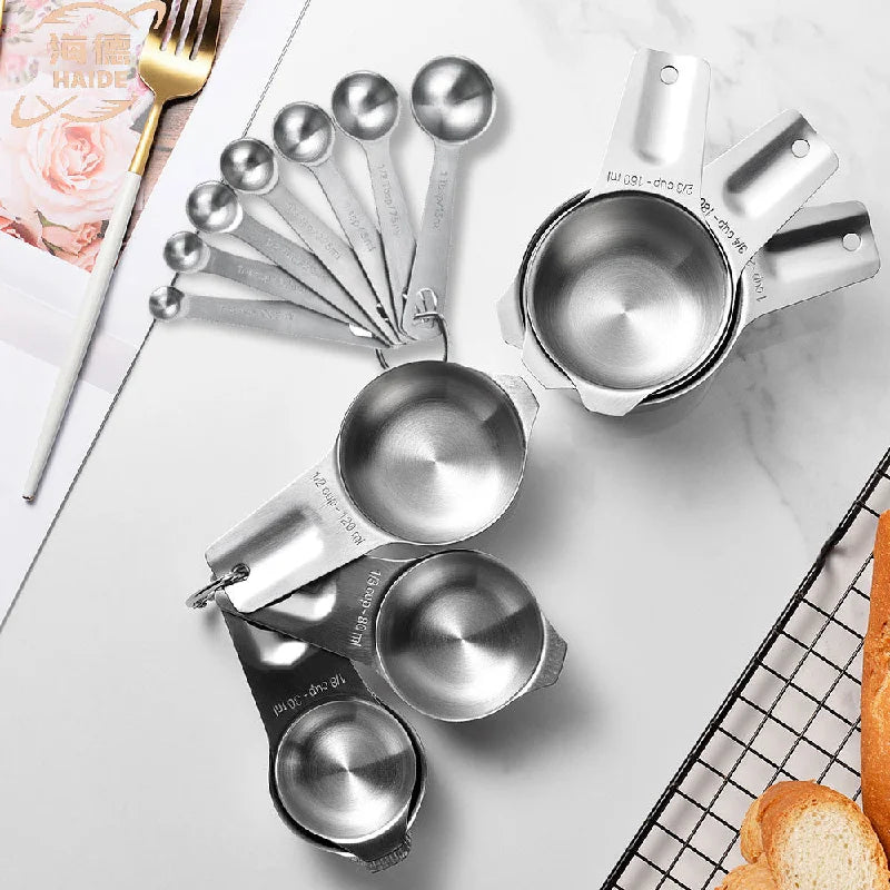 Kitchen Stainless Steel Measuring Cup Bakeware Measuring Spoon Set Flour Grams Cooking Baking Measurements 14lbs With Scale