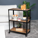 Kitchen island & Trolleys, Rolling Cart, Microwave Stand, 3-Tier, Coffee Cart, Kitchen, Wood/Metal, 23"L x 12"W x 29.5"H, Brown