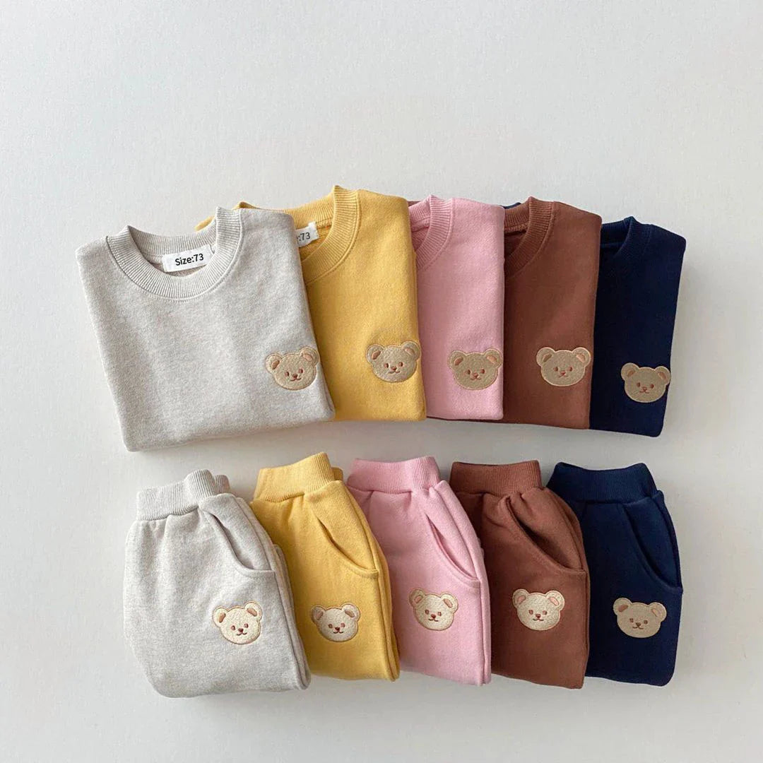 Korean Baby Clothes Suit Autumn New Baby Girls Clothes Suit Cub Embroidery Cute Baby Boys Sweatshirt Pants 2-piece Newborn Suit