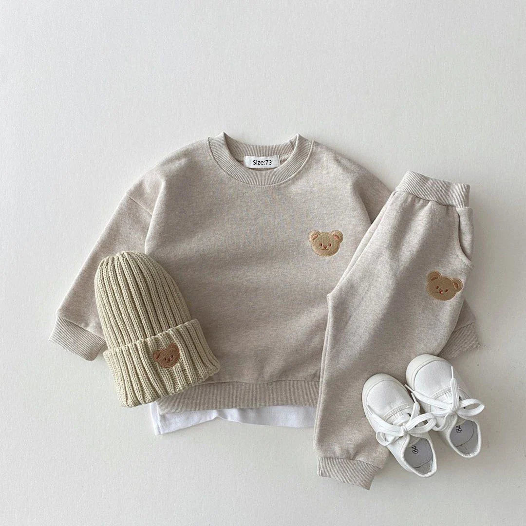 Korean Baby Clothes Suit Autumn New Baby Girls Clothes Suit Cub Embroidery Cute Baby Boys Sweatshirt Pants 2-piece Newborn Suit