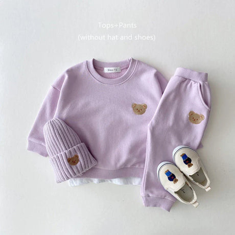 Korean Baby Clothes Suit Autumn New Baby Girls Clothes Suit Cub Embroidery Cute Baby Boys Sweatshirt Pants 2-piece Newborn Suit