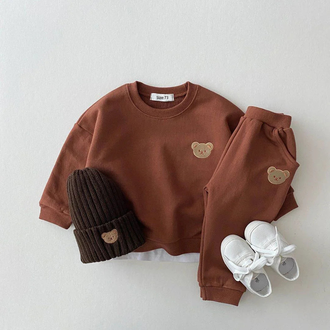 Korean Baby Clothes Suit Autumn New Baby Girls Clothes Suit Cub Embroidery Cute Baby Boys Sweatshirt Pants 2-piece Newborn Suit