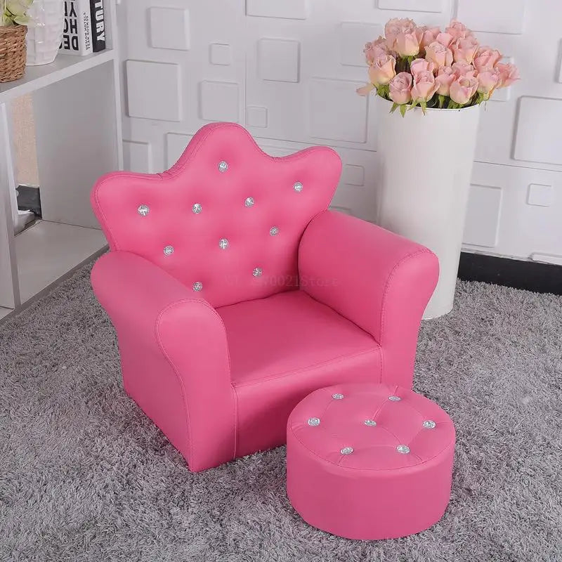 Korean Children's Furniture Chair Quality Crown Combination Sofa with Stool Children Seat Sofa Set 58x40.5x48cm 4 Colors