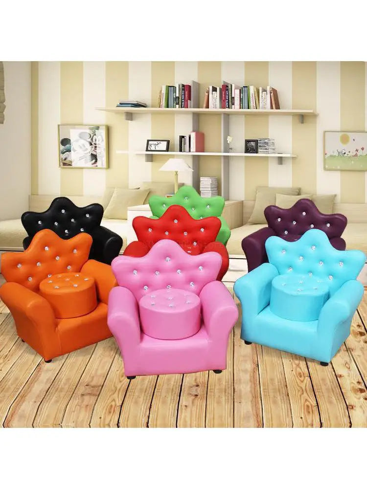 Korean Children's Furniture Chair Quality Crown Combination Sofa with Stool Children Seat Sofa Set 58x40.5x48cm 4 Colors