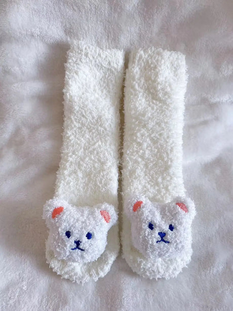 Korean Cute Baby Socks Thick Warm Toddler White Autumn Winter PlushKnee High Baby Long Tube Socks Newborn Anti Slip Floor Socks