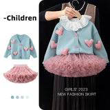 Korean Kid Set Baby Girls Suit Autumn New Long Sleeve Children's Sweater + Skirt Set Girl Lovely Print Pleated Skirt W-S1032