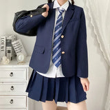 Korean School Uniform Navy Blue Blazer Japanese High School Uniform Coat Suit School Clothes Girl Students Jacket Seifuku