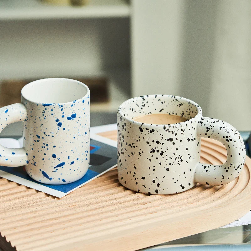 Korean Style Fatty Mug Design Splash Ink Ceramic Cup Spot Mugs Simple Coffee Mug Couple Cups  Coffee Mugs Tea Drinkware