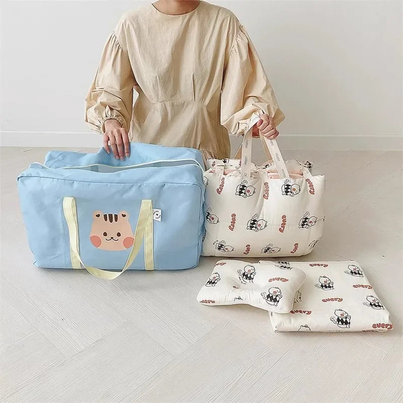 Korean Style Toddler Kids Kindergarten Quilt Storage Bag Cute Cartoon Large Capacity Baby Bedding Items Luggage Bags