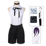 Kostum Cosplay Anime Chainsaw Man Reze Cosplay Uniform Set Necklace Wig Halloween Carnival Party Dress Girl