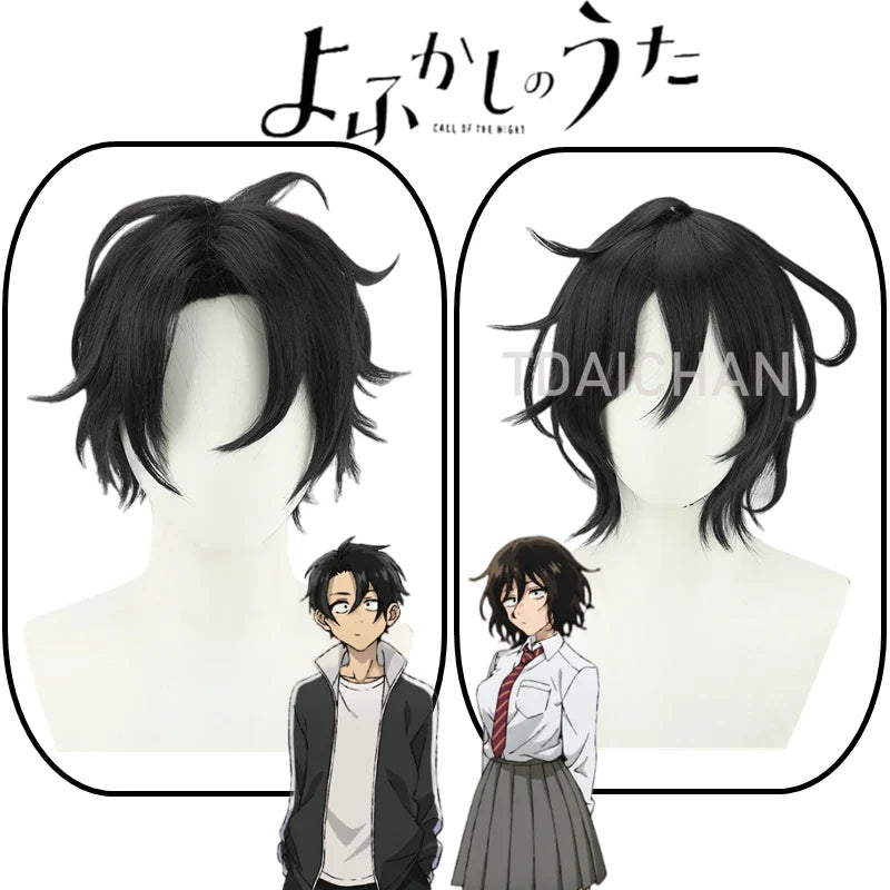 Kou Yamori Anime Call of The Night Akira Asai Cosplay Wig Black Short Synthetic Hair Yofukashi No Uta Halloween Party Role Play