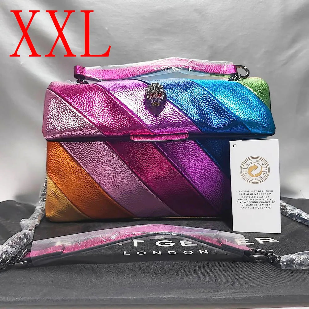 Kurt G London Multi-Coloured Patchwork Crossbody Bags For Women UK Brand Designer Fashion Trend Handbag PU Shoulder Bag