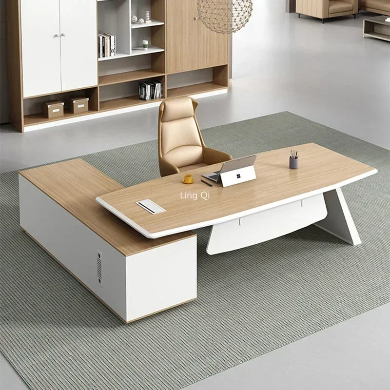 L Shaped Executive Boss Office Desk Reception Corner Home Storage Computer Desks Filing Cabinets Mesa Escritorio Home Furniture