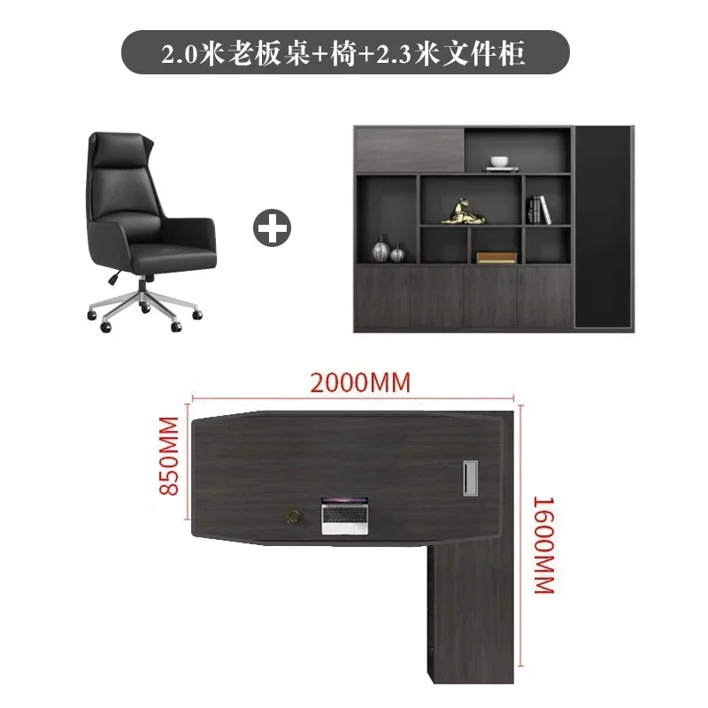 L Shaped Executive Boss Office Desk Reception Corner Home Storage Computer Desks Filing Cabinets Mesa Escritorio Home Furniture