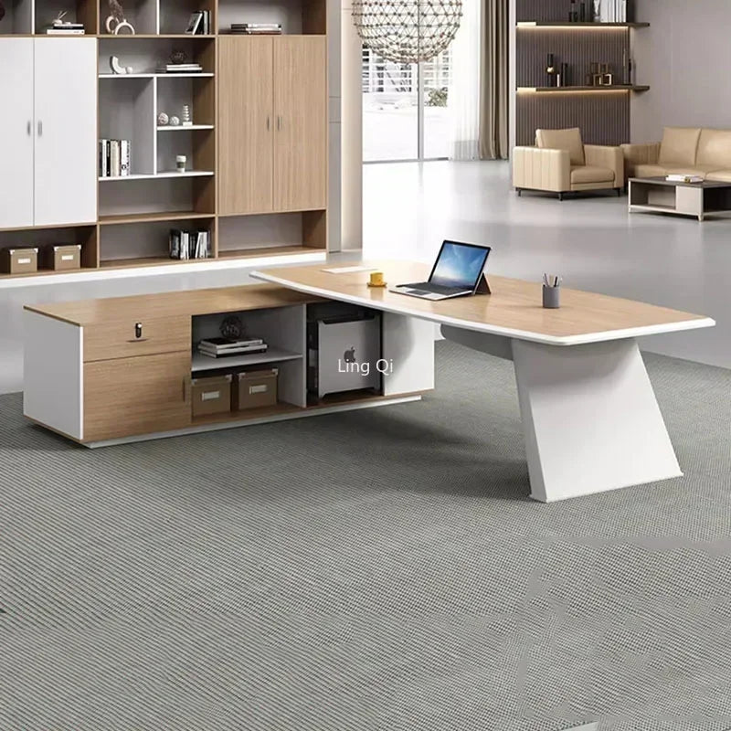 L Shaped Executive Boss Office Desk Reception Corner Home Storage Computer Desks Filing Cabinets Mesa Escritorio Home Furniture