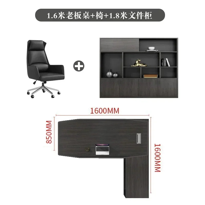 L Shaped Executive Boss Office Desk Reception Corner Home Storage Computer Desks Filing Cabinets Mesa Escritorio Home Furniture