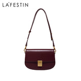 LA FESTIN 2022 New Trendy Ladies High-end Simple Saddle Bag Fashionable Leather Shoulder Messenger Handbag High-quality Brand