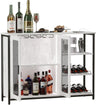 LED Farmhouse Coffee Bar Cabinet, Wine Cabinets with Removable Wine Rack, Buffet Cabinet with Motion Sensor for Kitchen, Dining