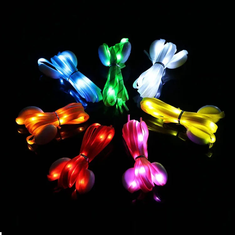 LED Sport Shoelaces Night Luminous Shoelaces Glow Shoe Strings Round Flash Light Shoelaces No Tie Lazy Shoe Laces Party Decor