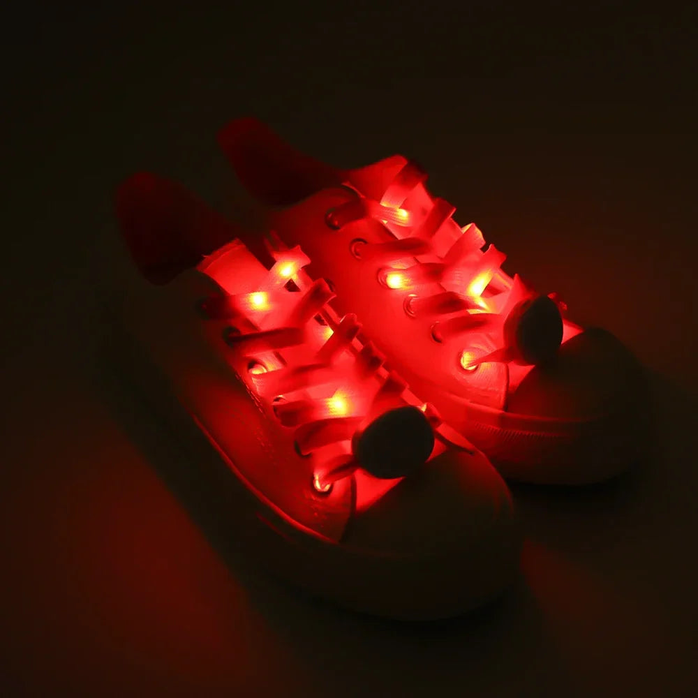 LED Sport Shoelaces Night Luminous Shoelaces Glow Shoe Strings Round Flash Light Shoelaces No Tie Lazy Shoe Laces Party Decor