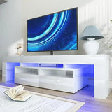 LED TV Stand for Max 70in TV, Gaming Entertainment Center with Drawers and Open Shelves, TV Console Table for Living Room