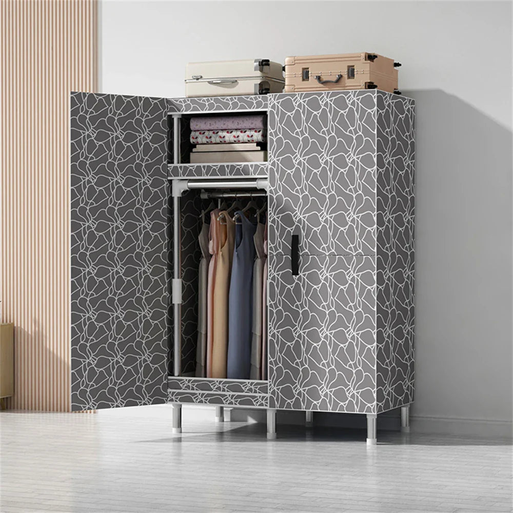 LEEGOHOME Wardrobes Closet 수납장 서랍장 Cloth Bedroom Furniture 85/125/166/207x45x170cm Steel Pipe Support Storage Household