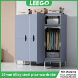 LEEGOHOME Wardrobes Large Capacity KT Board Wardrobe Bedroom Furniture 125cmx45cmx170cm Steel Pipe Support Storage Household