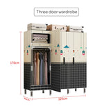 LEEGOHOME Wardrobes Large Capacity KT Board Wardrobe Bedroom Furniture 125cmx45cmx170cm Steel Pipe Support Storage Household