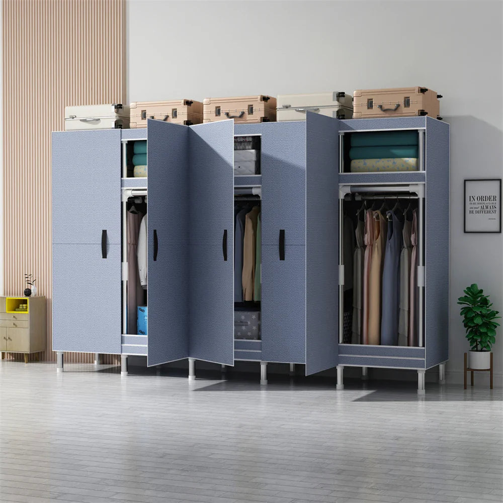 LEEGOHOME Wardrobes Large Capacity Wardrobe Bedroom Furniture 85/125/166/207x45x170cm Steel Pipe Support Storage Household