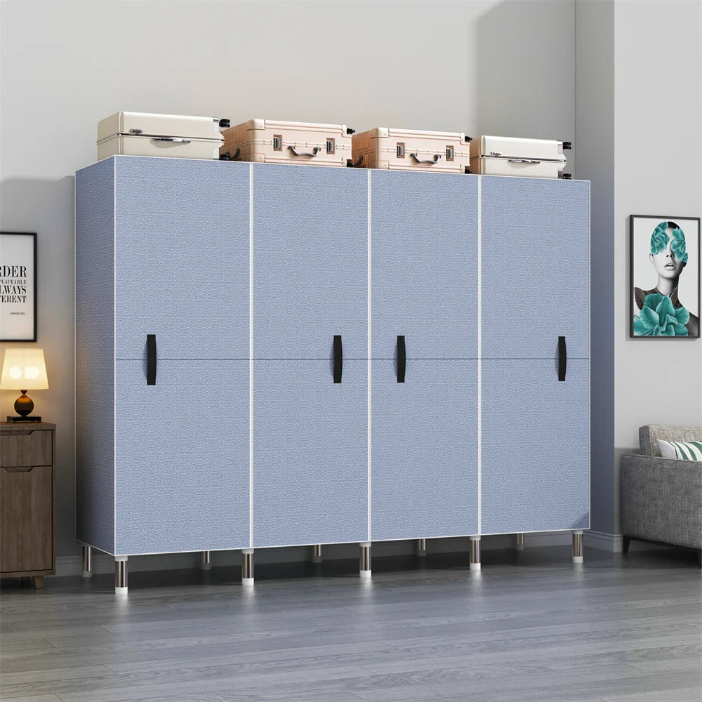 LEEGOHOME Wardrobes Large Capacity Wardrobe Bedroom Furniture 85/125/166/207x45x170cm Steel Pipe Support Storage Household