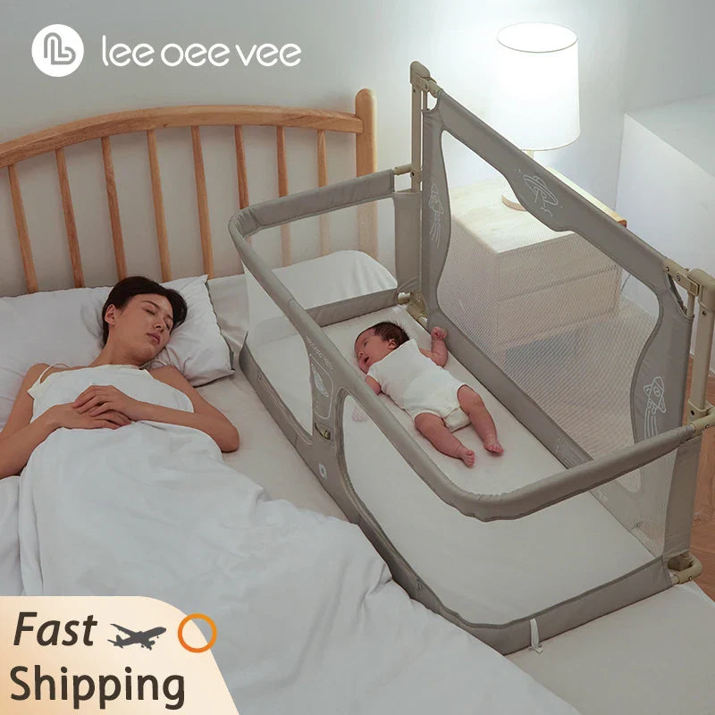 LEEOEEEVEE Simple and Lightweight Baby Cot Dual-use Comfortable Toddler Bed within Bed Safety Protection Bedside Crib