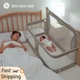 LEEOEEEVEE Simple and Lightweight Baby Cot Dual-use Comfortable Toddler Bed within Bed Safety Protection Bedside Crib