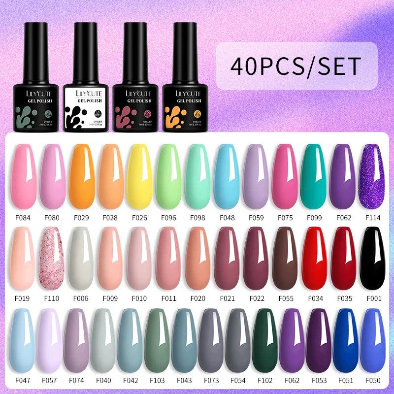 LILYCUTE 112/60/40/20Pcs Colors Gel Nail Polish Set Semi Permanent Soak Off UV Led Nail Art Salon Gel Varnish Hybrid Gel Kit