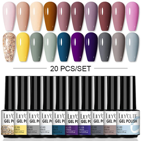 LILYCUTE 112/60/40/20Pcs Colors Gel Nail Polish Set Semi Permanent Soak Off UV Led Nail Art Salon Gel Varnish Hybrid Gel Kit