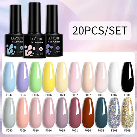 LILYCUTE 112/60/40/20Pcs Colors Gel Nail Polish Set Semi Permanent Soak Off UV Led Nail Art Salon Gel Varnish Hybrid Gel Kit