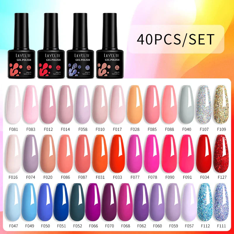 LILYCUTE 112/60/40/20Pcs Colors Gel Nail Polish Set Semi Permanent Soak Off UV Led Nail Art Salon Gel Varnish Hybrid Gel Kit