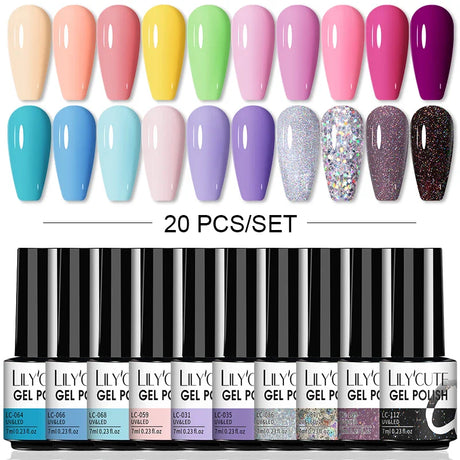 LILYCUTE 112/60/40/20Pcs Colors Gel Nail Polish Set Semi Permanent Soak Off UV Led Nail Art Salon Gel Varnish Hybrid Gel Kit