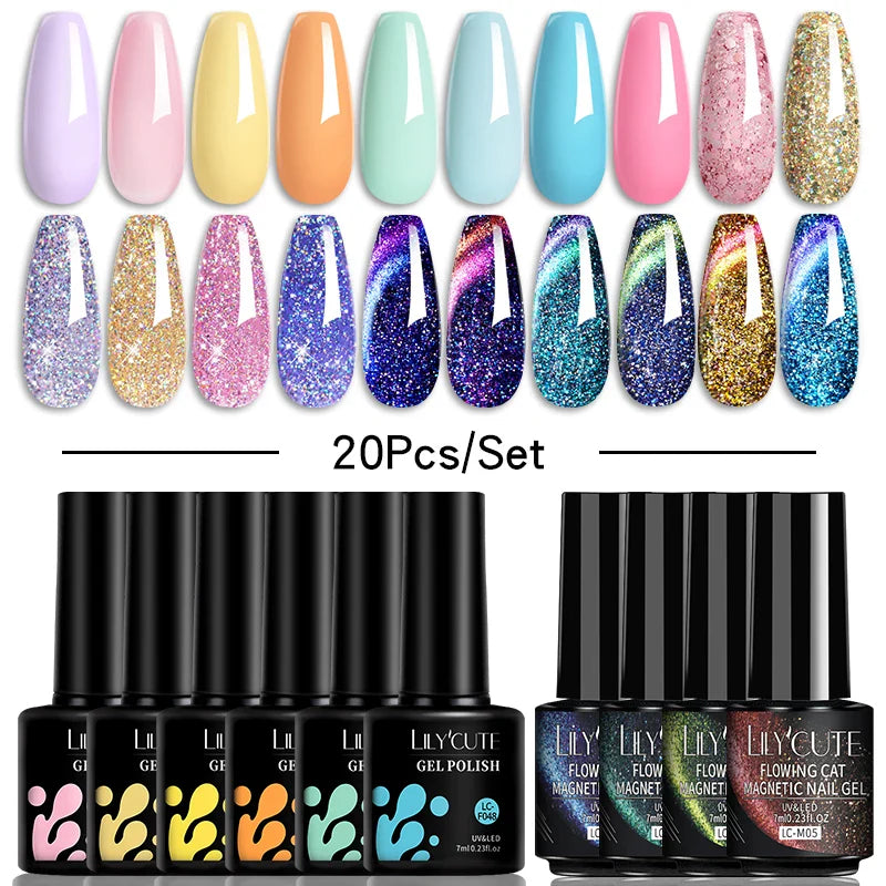 LILYCUTE 112/60/40/20Pcs Colors Gel Nail Polish Set Semi Permanent Soak Off UV Led Nail Art Salon Gel Varnish Hybrid Gel Kit