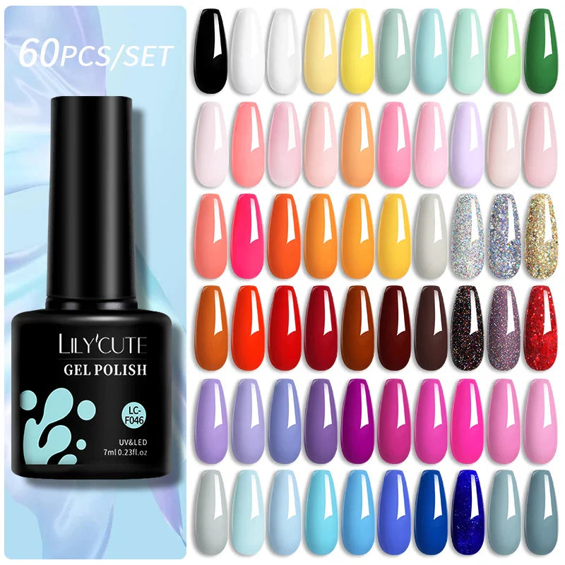 LILYCUTE 112/60/40/20Pcs Colors Gel Nail Polish Set Semi Permanent Soak Off UV Led Nail Art Salon Gel Varnish Hybrid Gel Kit