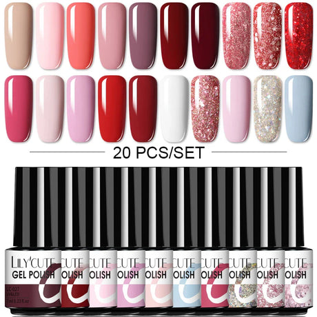 LILYCUTE 112/60/40/20Pcs Colors Gel Nail Polish Set Semi Permanent Soak Off UV Led Nail Art Salon Gel Varnish Hybrid Gel Kit