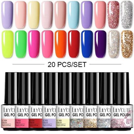 LILYCUTE 112/60/40/20Pcs Colors Gel Nail Polish Set Semi Permanent Soak Off UV Led Nail Art Salon Gel Varnish Hybrid Gel Kit