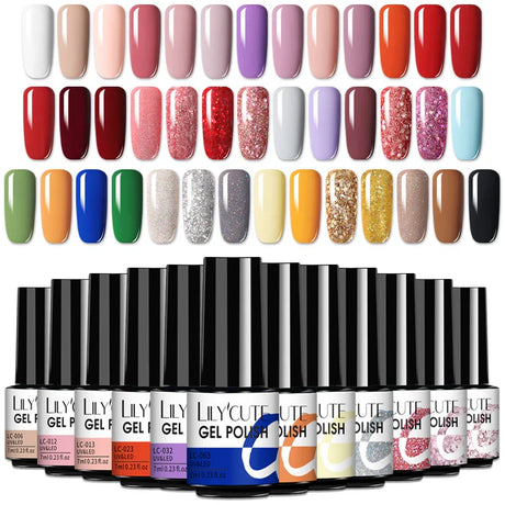 LILYCUTE 112/60/40/20Pcs Colors Gel Nail Polish Set Semi Permanent Soak Off UV Led Nail Art Salon Gel Varnish Hybrid Gel Kit