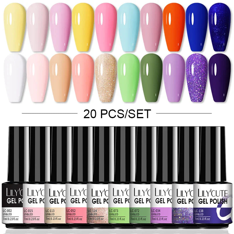 LILYCUTE 112/60/40/20Pcs Colors Gel Nail Polish Set Semi Permanent Soak Off UV Led Nail Art Salon Gel Varnish Hybrid Gel Kit